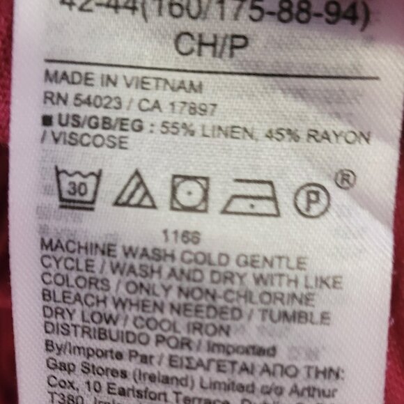 GAP Raspberry Easy Pant Linen Blend Drawstring Elastic Waist Small EUC - Picture 4 of 7